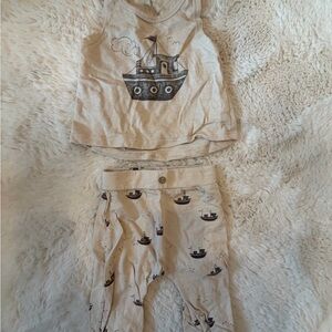 Rylee & Cru Nautical Ship Print Baby Outfit 3-6 months